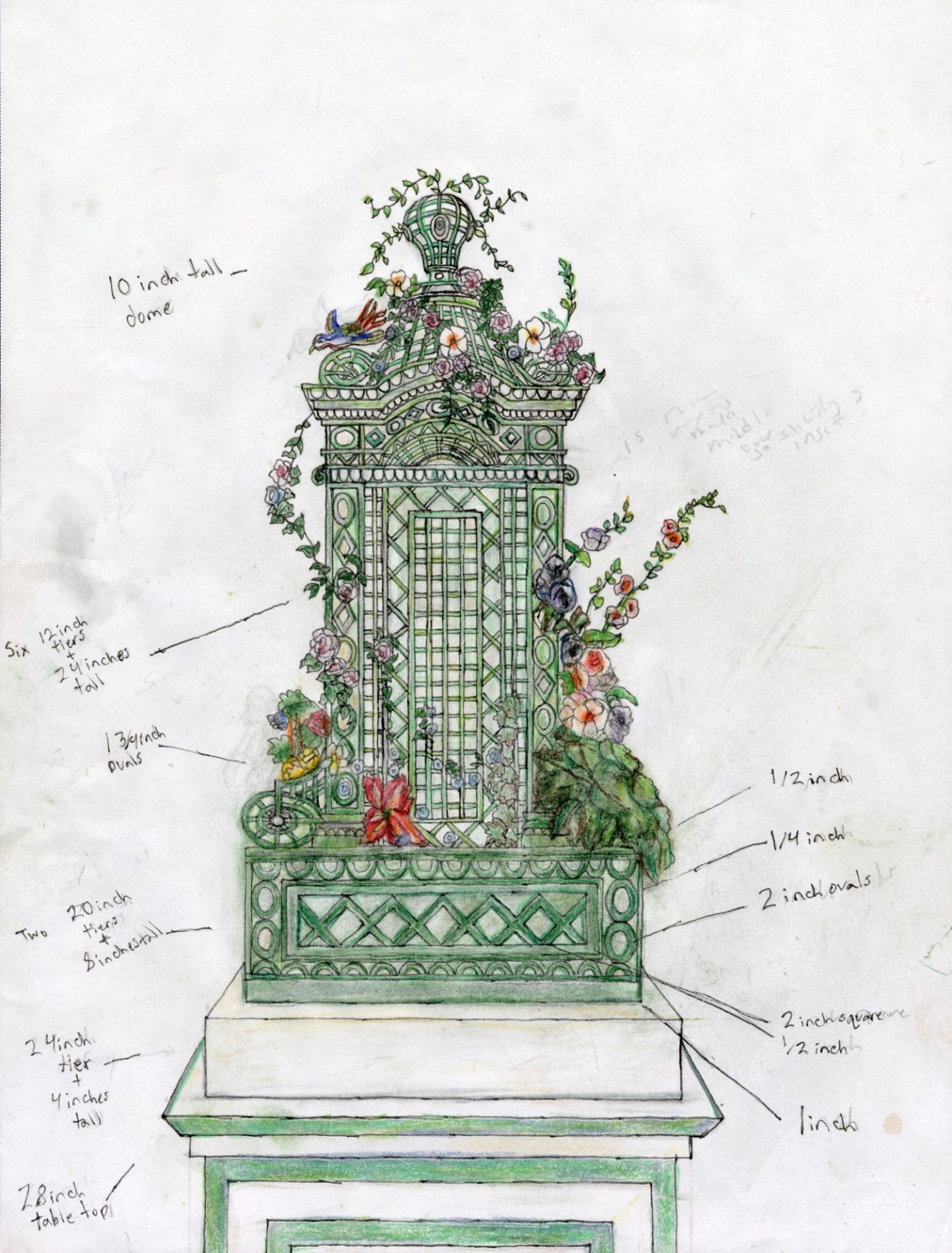 Janice Wedding Cake Sketch (Framed)