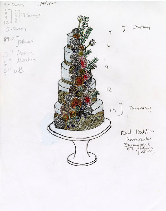 Melanie Sugar Flower Wedding Cake (Unframed)